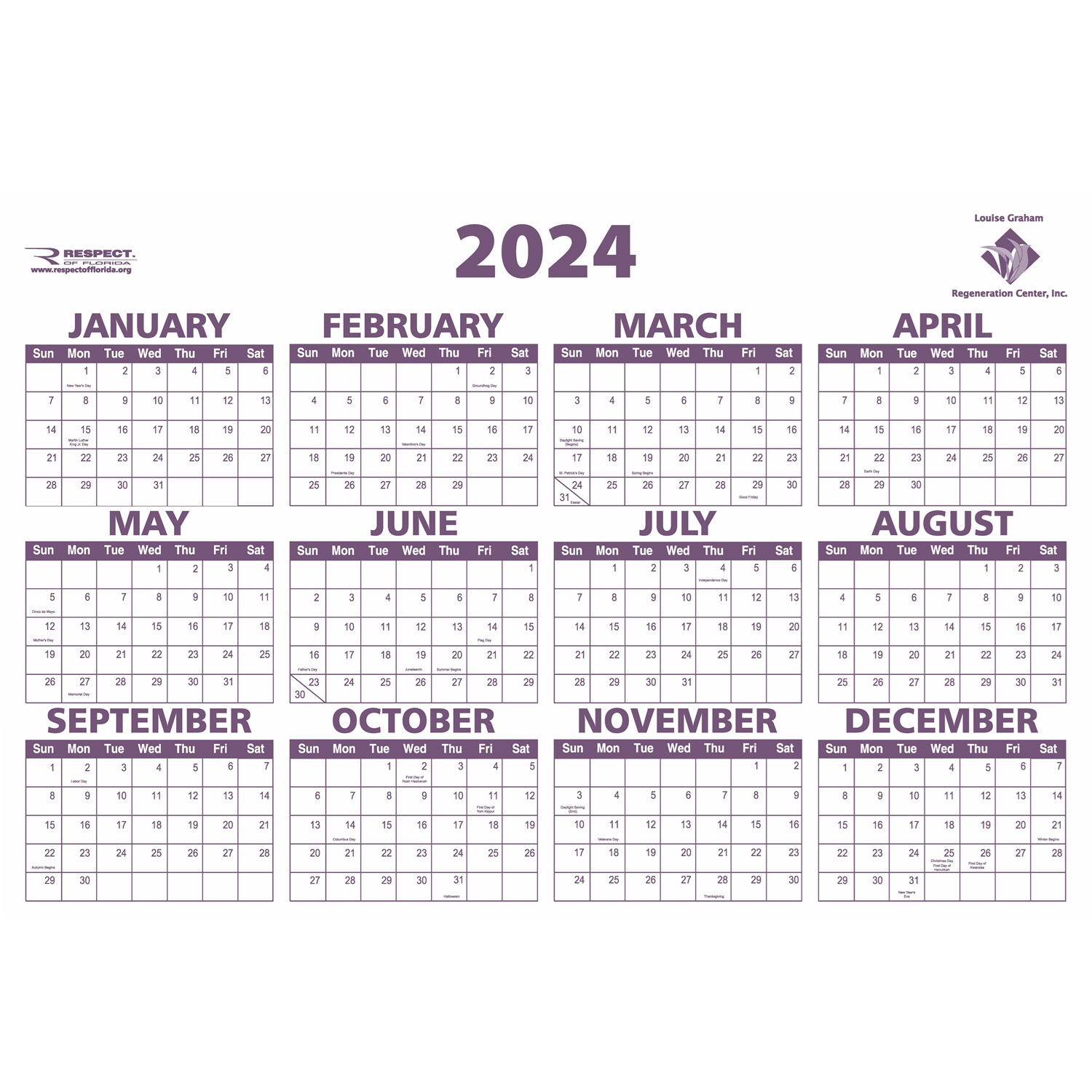 12 Month Laminated Wall Calendar